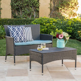 2-Piece Outdoor Rattan Wicker Loveseat Sofa