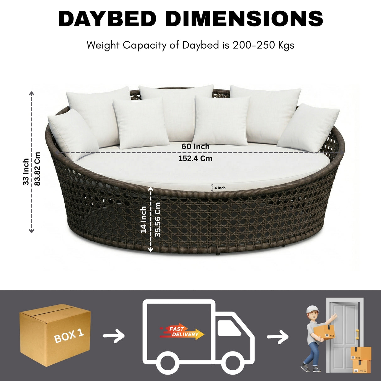 Outdoor Rope Round Patio Daybed Sofa