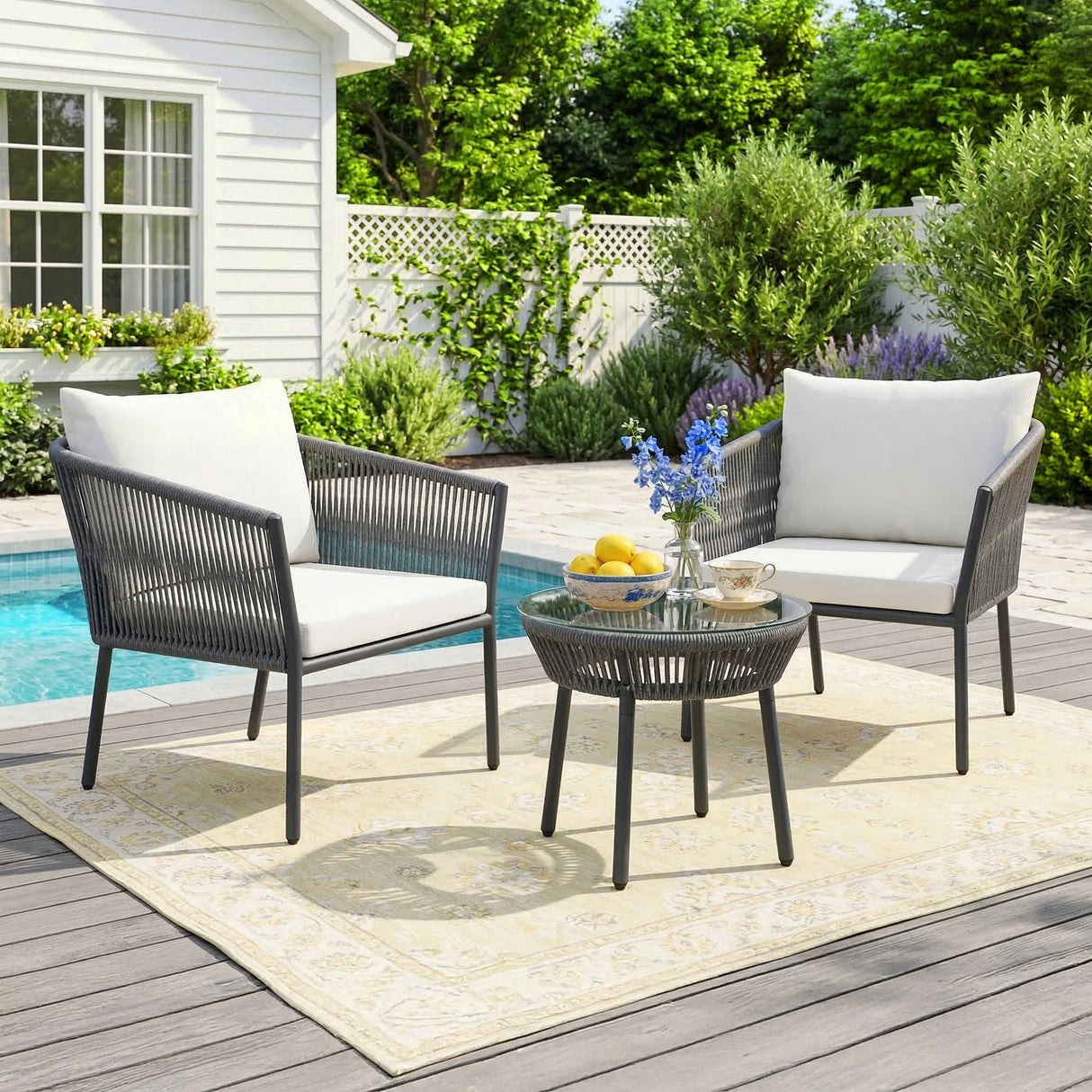 3-Piece Rope Patio Set - Perfect for Outdoor