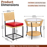 5-Piece Outdoor Wicker Patio Furniture Set (Beige & Red)