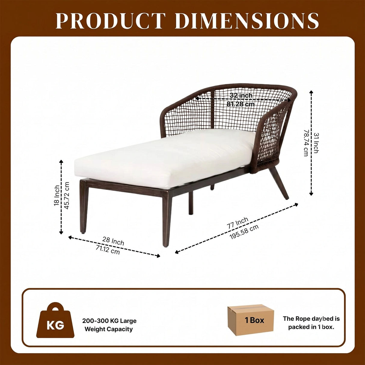 Outdoor Single Seater Patio Daybed with Handwoven Rope