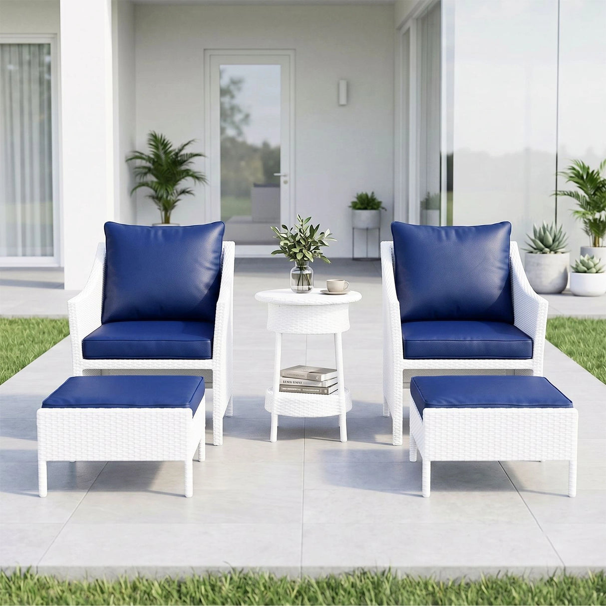 Outdoor Rattan Wicker 5 Piece Patio Sofa Set