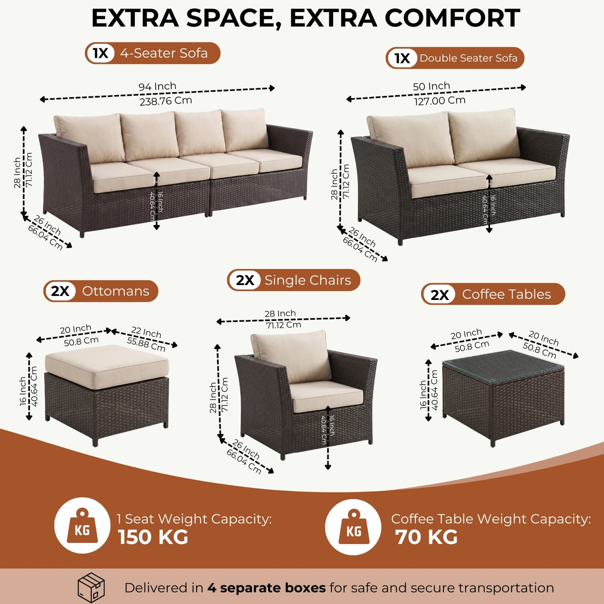 Outdoor Wicker 10 Seater Sectional Sofa Set