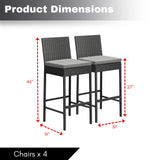 4-Piece Outdoor Rattan Wicker Bar Chairs