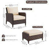 Outdoor 4 Piece Patio Wicker Furniture Set
