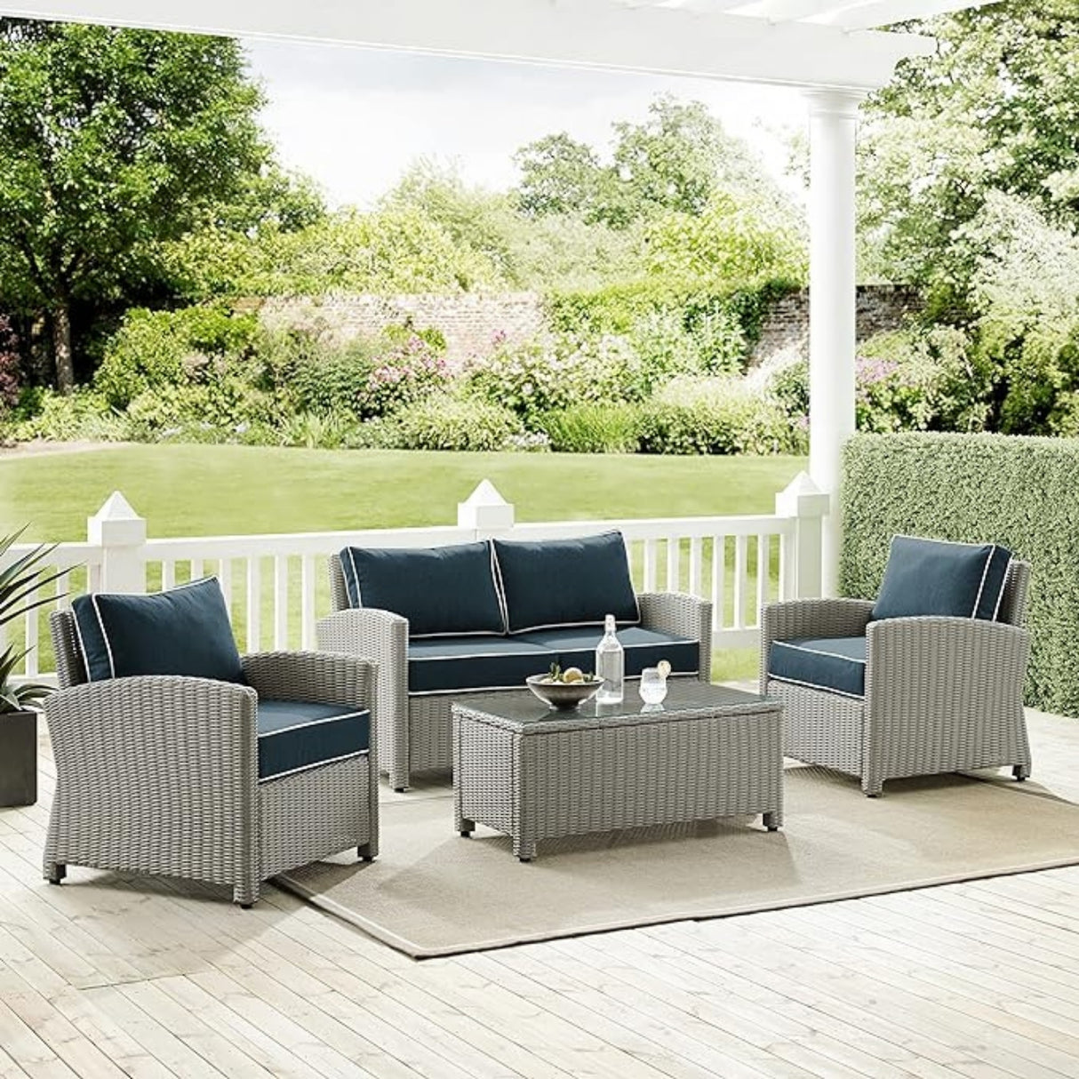 4 Pieces Patio Furniture Set, Outdoor Sectional Sofa