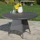 Outdoor Rattan Wicker Round Patio Table (Black)