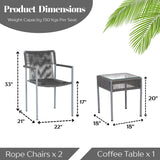 Outdoor Rope 3-Piece Patio Set (Grey)