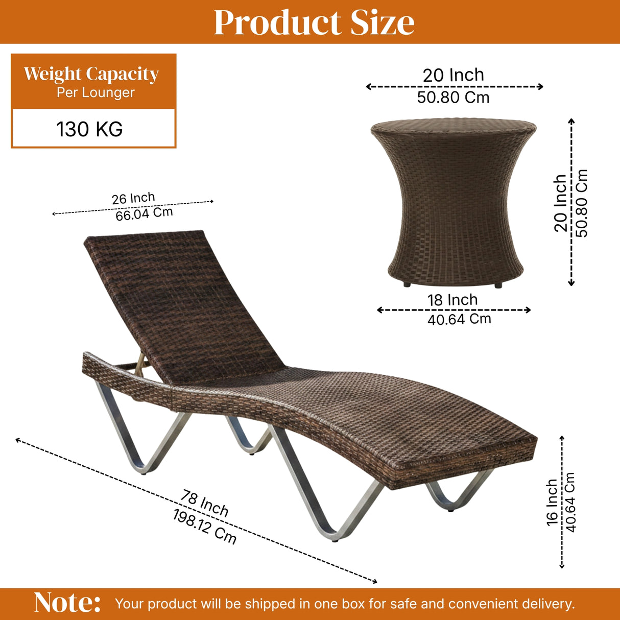 Outdoor Rattan Wicker Lounge Chairs Set of 2 with Matching Side Table