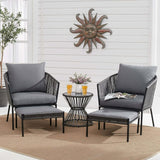 Outdoor 5 Piece Rope Patio Sofa Set (Grey)