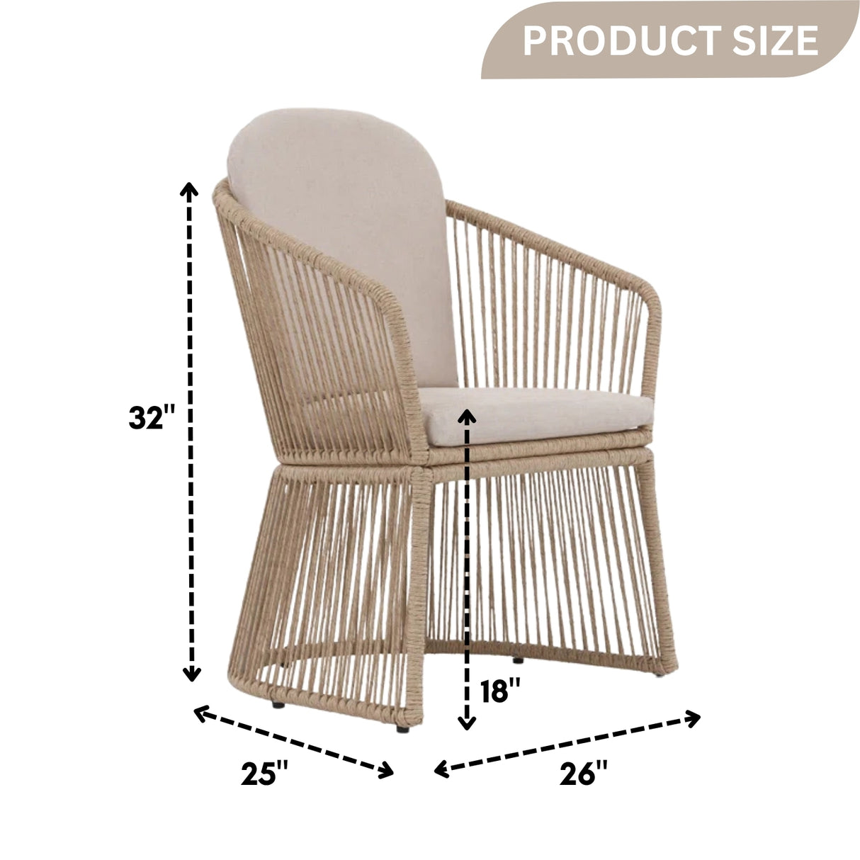2-Piece Outdoor Rope Patio Chairs
