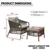 Outdoor 2 Piece Rope Patio Sofa Set (Grey)