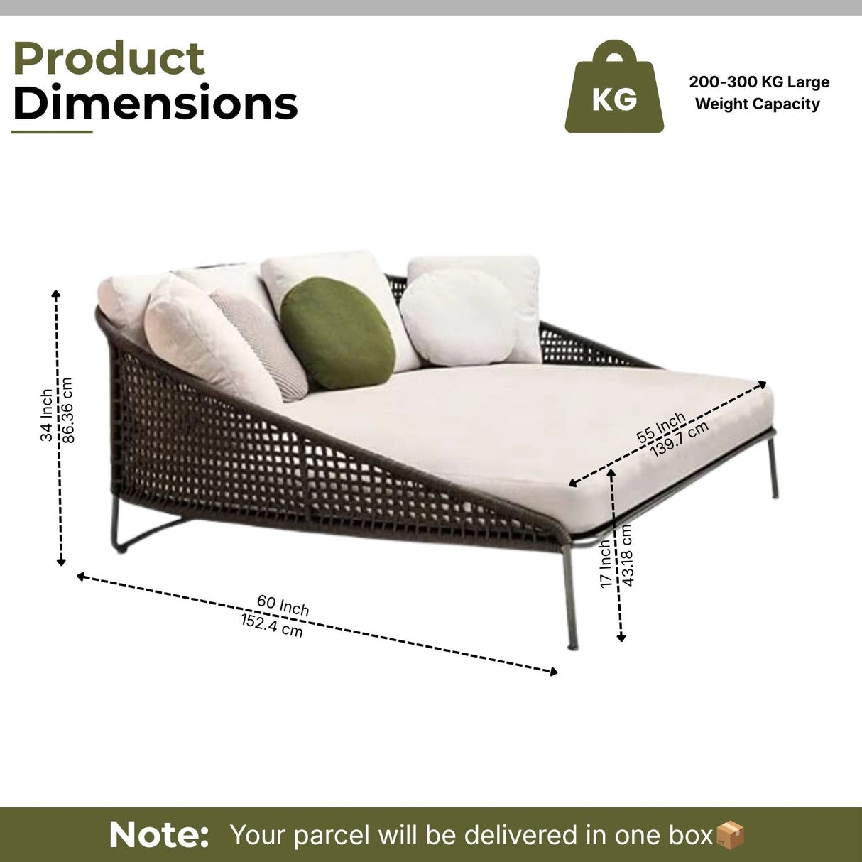 Outdoor Rope Patio Furniture Daybed (Brown and Cream)