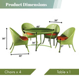 Outdoor All-Weather Resistant Rattan Wicker 5-Piece Dining Set