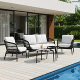 Outdoor 4 Seater Rope Conversation Sofa Set
