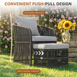 Outdoor 5 Piece Rope Patio Chair Ottoman Set (Grey)
