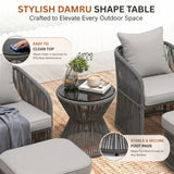Outdoor 5 Piece Rope Patio Chair Ottoman Set (Grey)