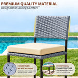 5-Piece Outdoor Wicker Patio Furniture Set (Silver Grey & Cream)