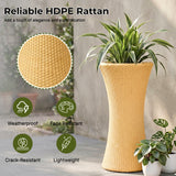 Outdoor Hourglass Design Set of 3 Wicker Planters (Beige)
