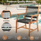 Outdoor Rope & Teak Wood 4-Piece Sofa Set (Black & White)