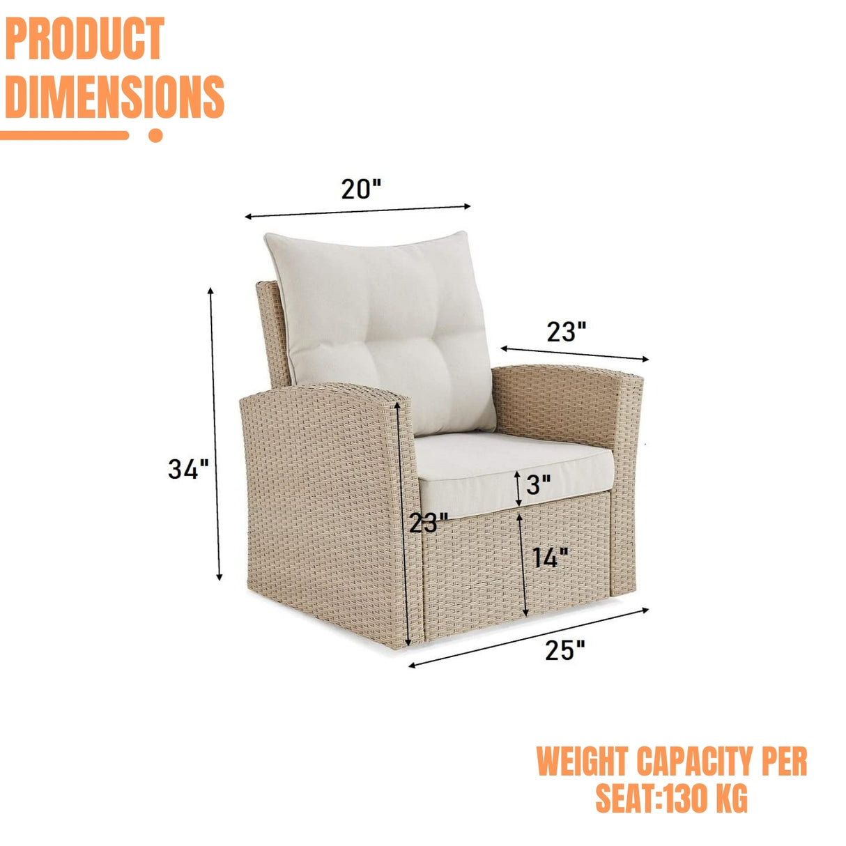 Outdoor All-Weather Wicker Single Seater Sofa