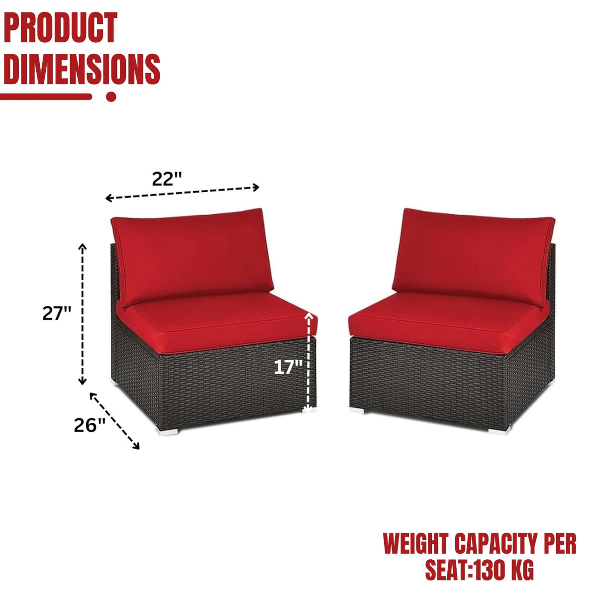 2-Piece Outdoor Wicker Armless Sofa