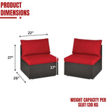 2-Piece Outdoor Wicker Armless Sofa