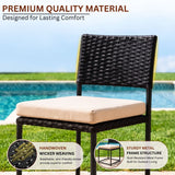 5-Piece Outdoor Wicker Patio Furniture Set (Black & Cream)