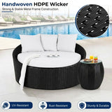 Outdoor Rattan Wicker Daybed with Glass Top Table