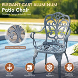 Outdoor Cast Aluminum Bistro Set with 2 Chairs (Grey)