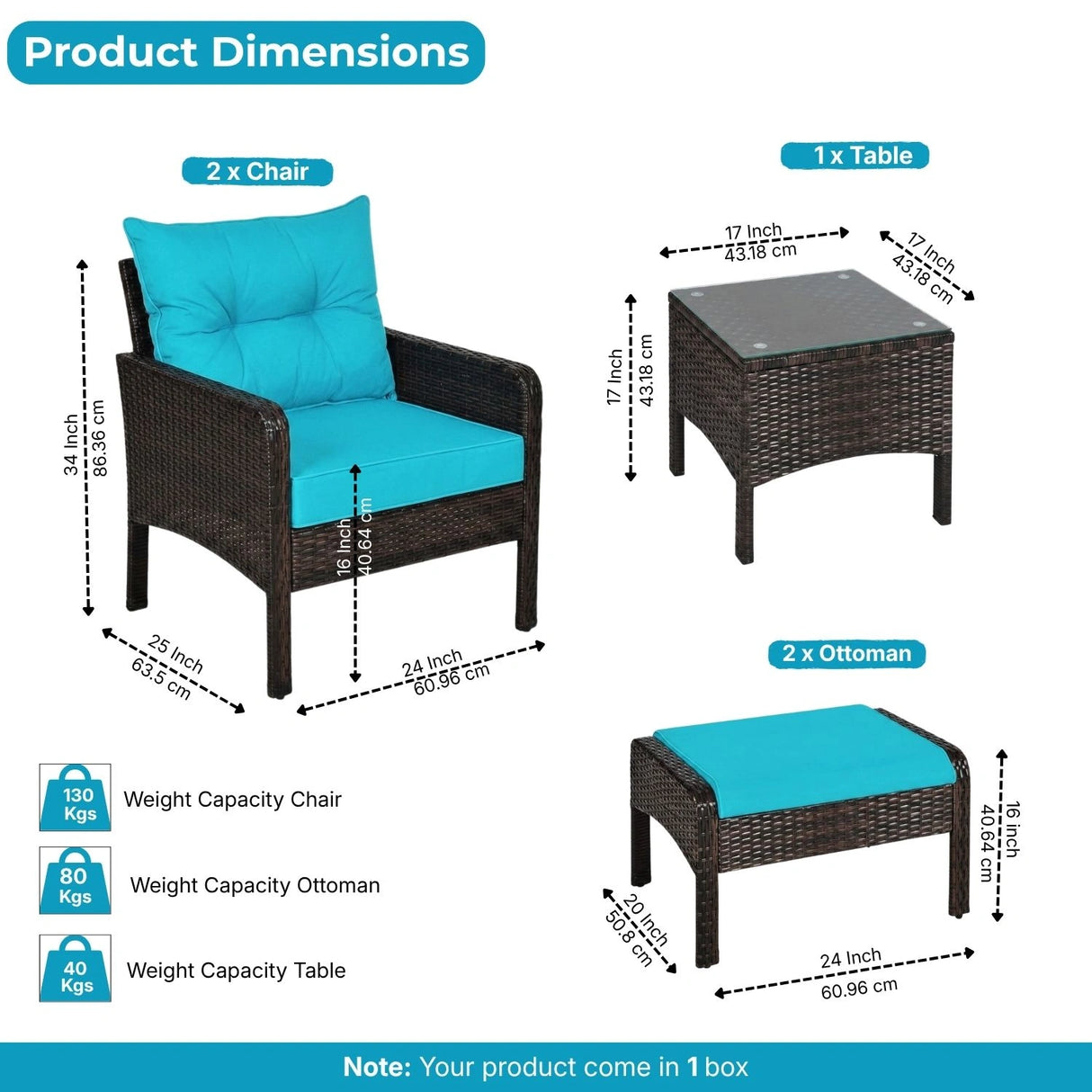 Outdoor Wicker 5-Piece Patio Sofa Set