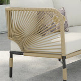 Outdoor Rope 5-Seater Sofa Set With Glass Top Table