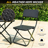 3-Piece Outdoor Wicker Folding Patio Set (Black)