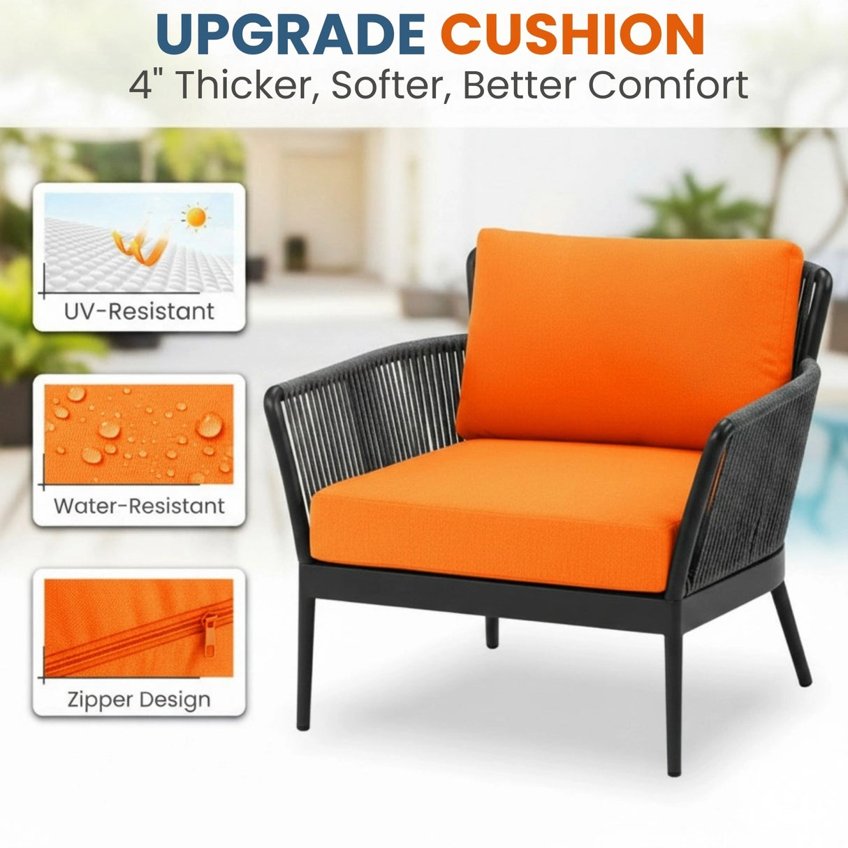 Outdoor 3 Piece All-Weather Rope Patio Set