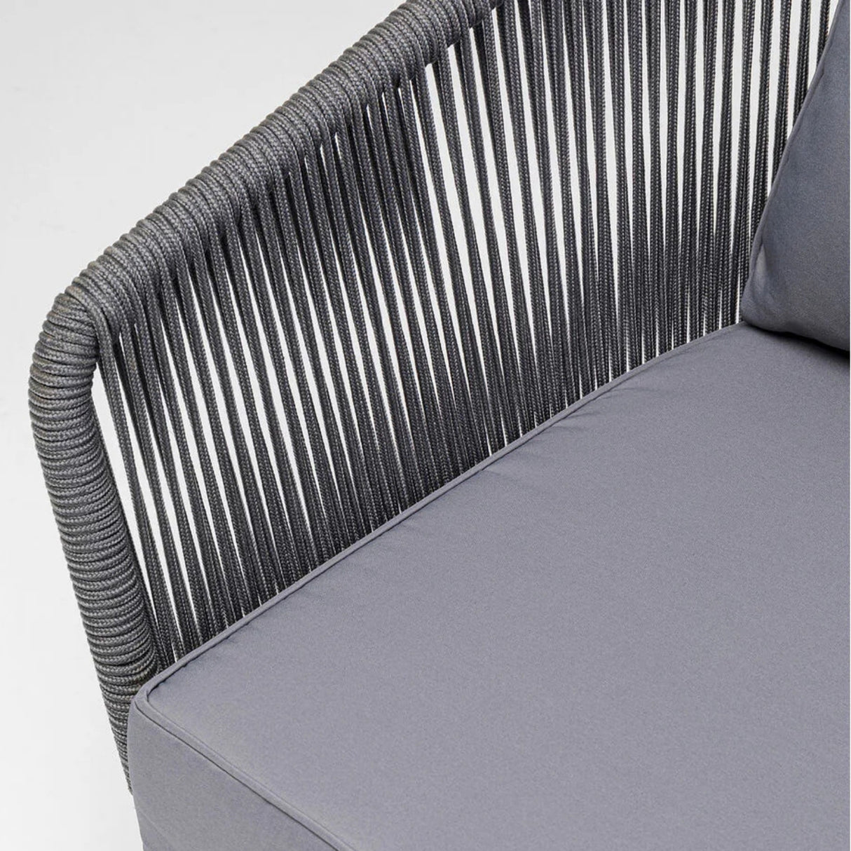 Outdoor Rope 5-Seater Patio Sofa Set with Glass Top Table (Grey)