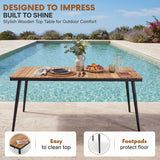 7-Piece Outdoor Patio Dining Set With Wooden Tabletop