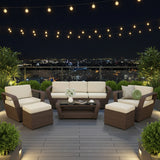 6 Piece Outdoor Wicker Conversation Furniture Set