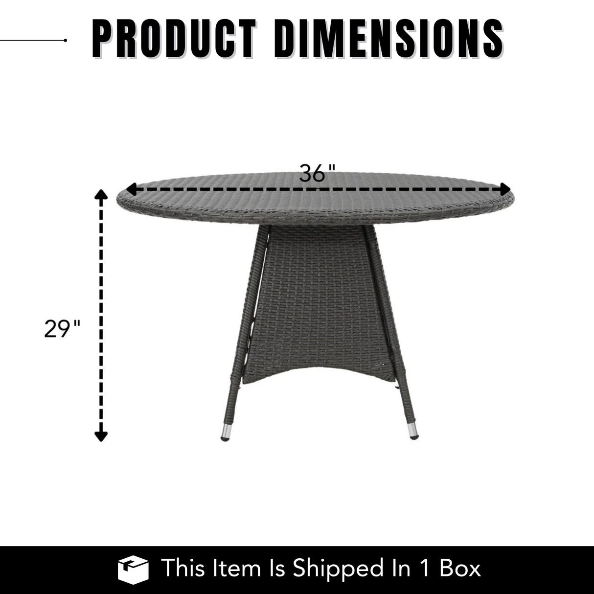 Outdoor Rattan Wicker Round Patio Table (Black)