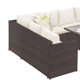 6-Pieces L-Shape Patio Rattan Dining Set