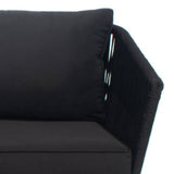 Outdoor Black Rope L-Shape All Weather Sectional Sofa Set