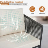 Outdoor Rope Patio Set with Glass Top Table