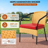 3 Piece Outdoor Wicker Patio Furniture Set (Beige & Red)