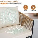 Outdoor Rope Patio Set with Glass Top Table