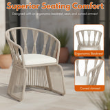 Outdoor Rope 3-Piece Patio Set (Beige & Off-White)