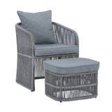 Outdoor 3 Piece Rope Patio Sofa Set (Grey)