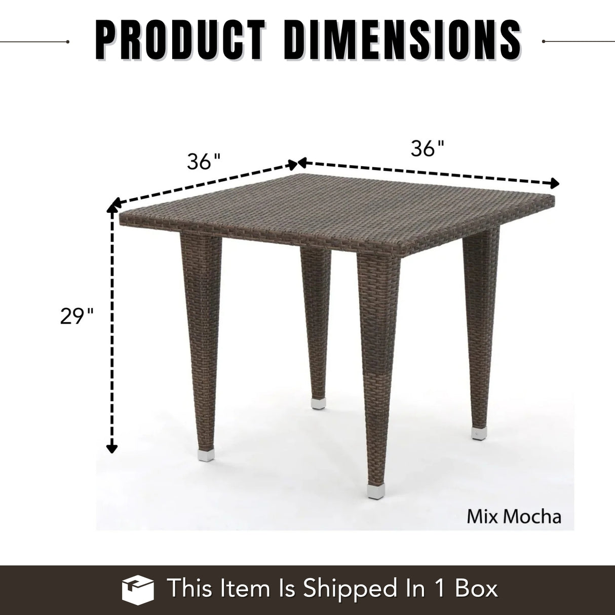 Outdoor Wicker Patio Counter Height Table (Dark Brown)