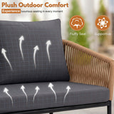 Outdoor 4 Seater Rope Conversation Sofa Set (Beige & Dark Grey)