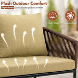 Outdoor 4 Seater Rope Conversation Sofa Set (Brown & Cream)