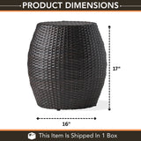Dark Brown Rattan Damru Accent Table for Patio