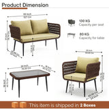 Outdoor Rope 4 Seater Conversation Furniture Set (Brown & Cream)